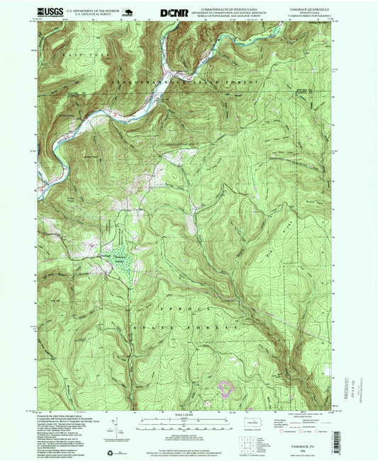 Classic USGS Tamarack Pennsylvania 7.5'x7.5' Topo Map Image