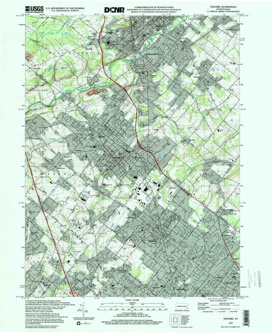 Classic USGS Telford Pennsylvania 7.5'x7.5' Topo Map Image