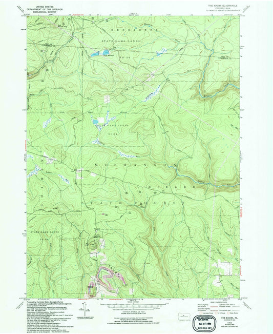 Classic USGS The Knobs Pennsylvania 7.5'x7.5' Topo Map Image