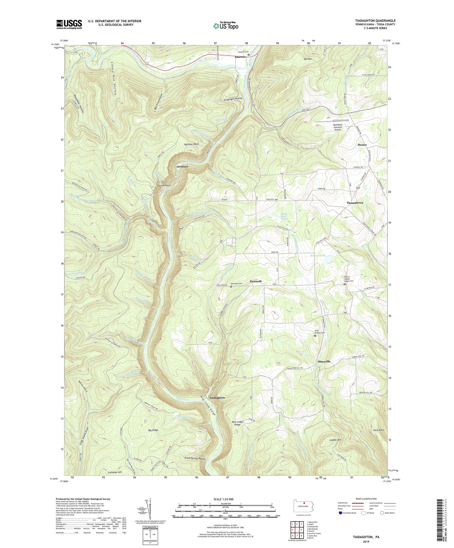 Tiadaghton Pennsylvania US Topo Map Image