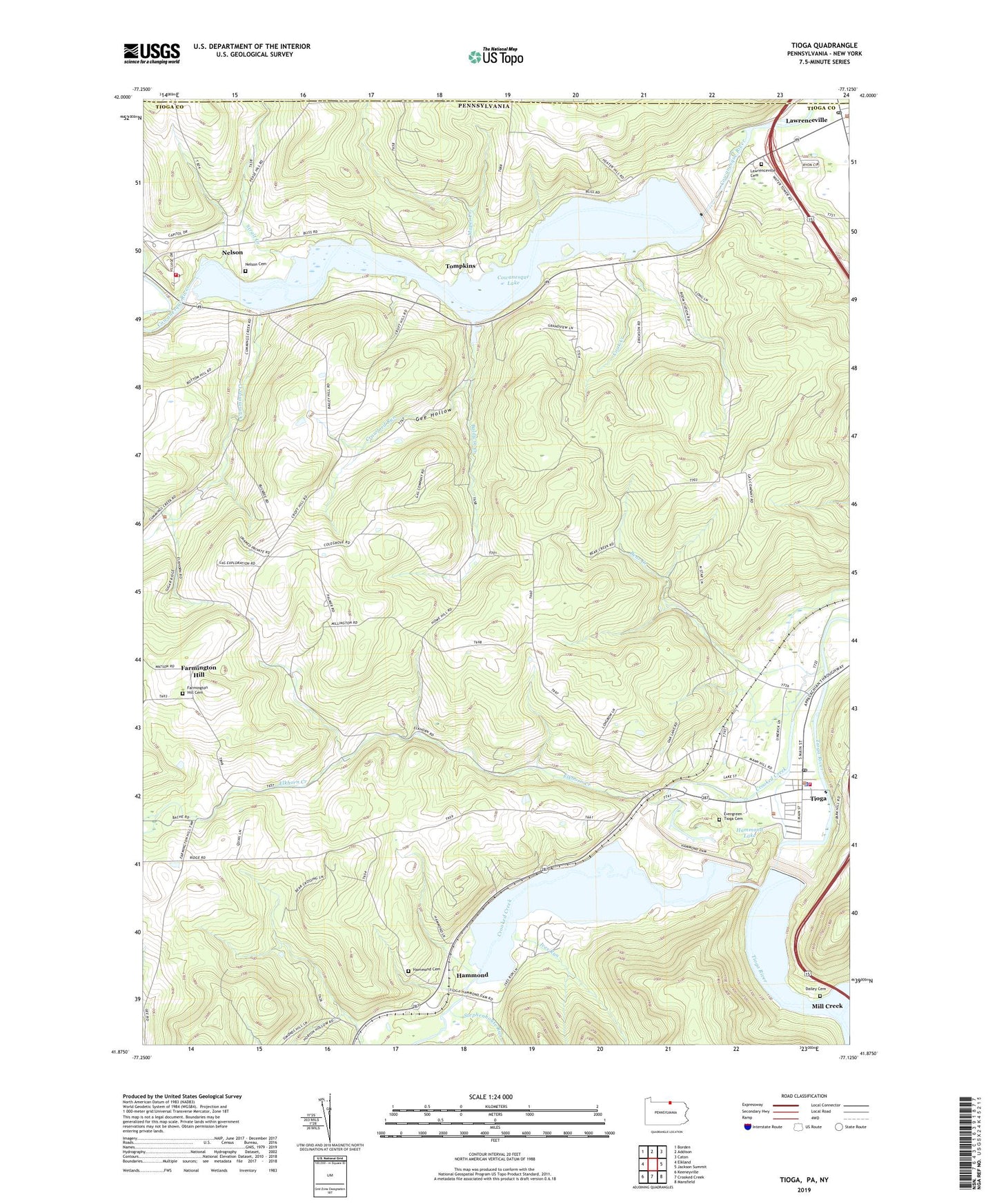 Tioga Pennsylvania US Topo Map Image