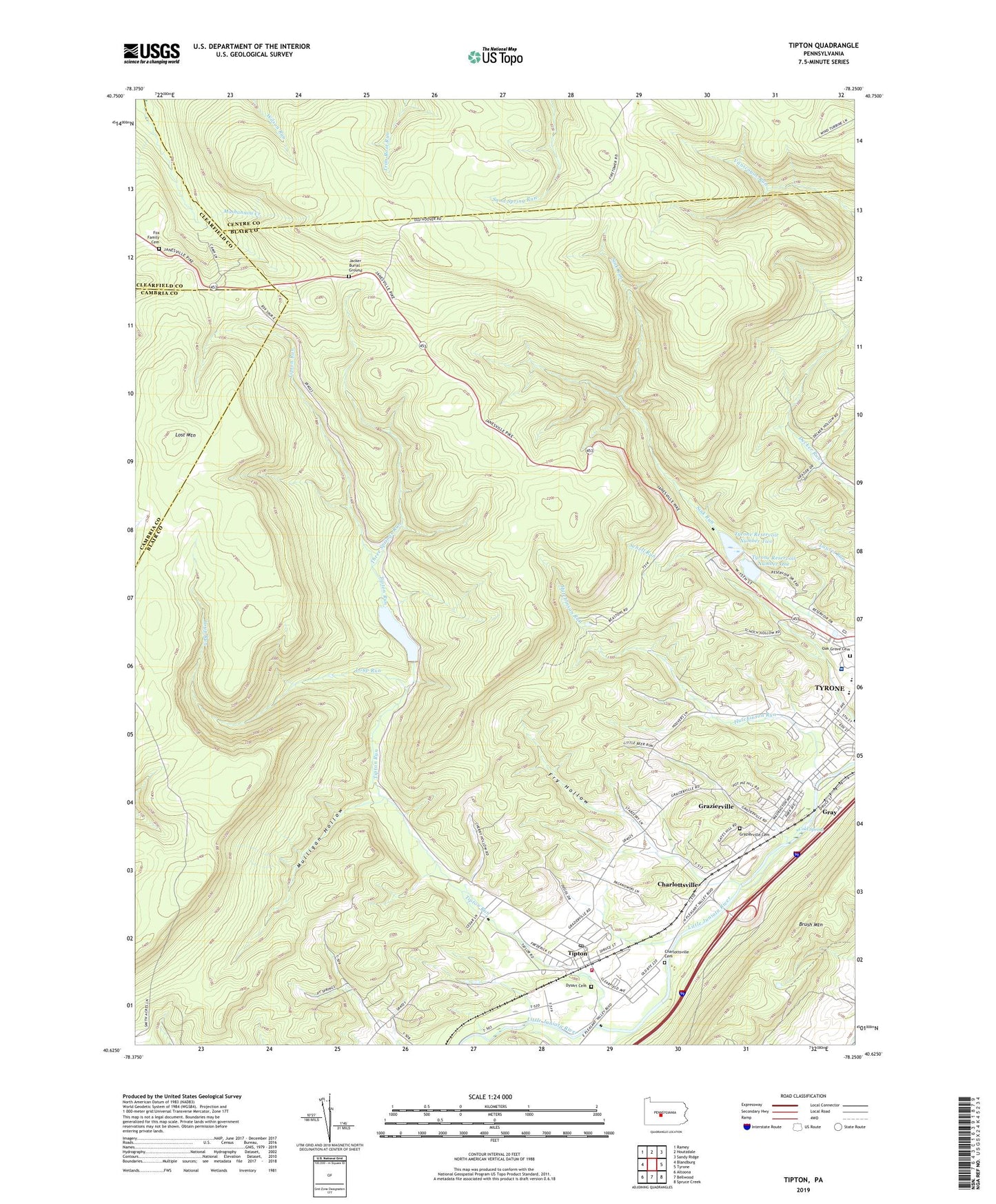 Tipton Pennsylvania US Topo Map Image