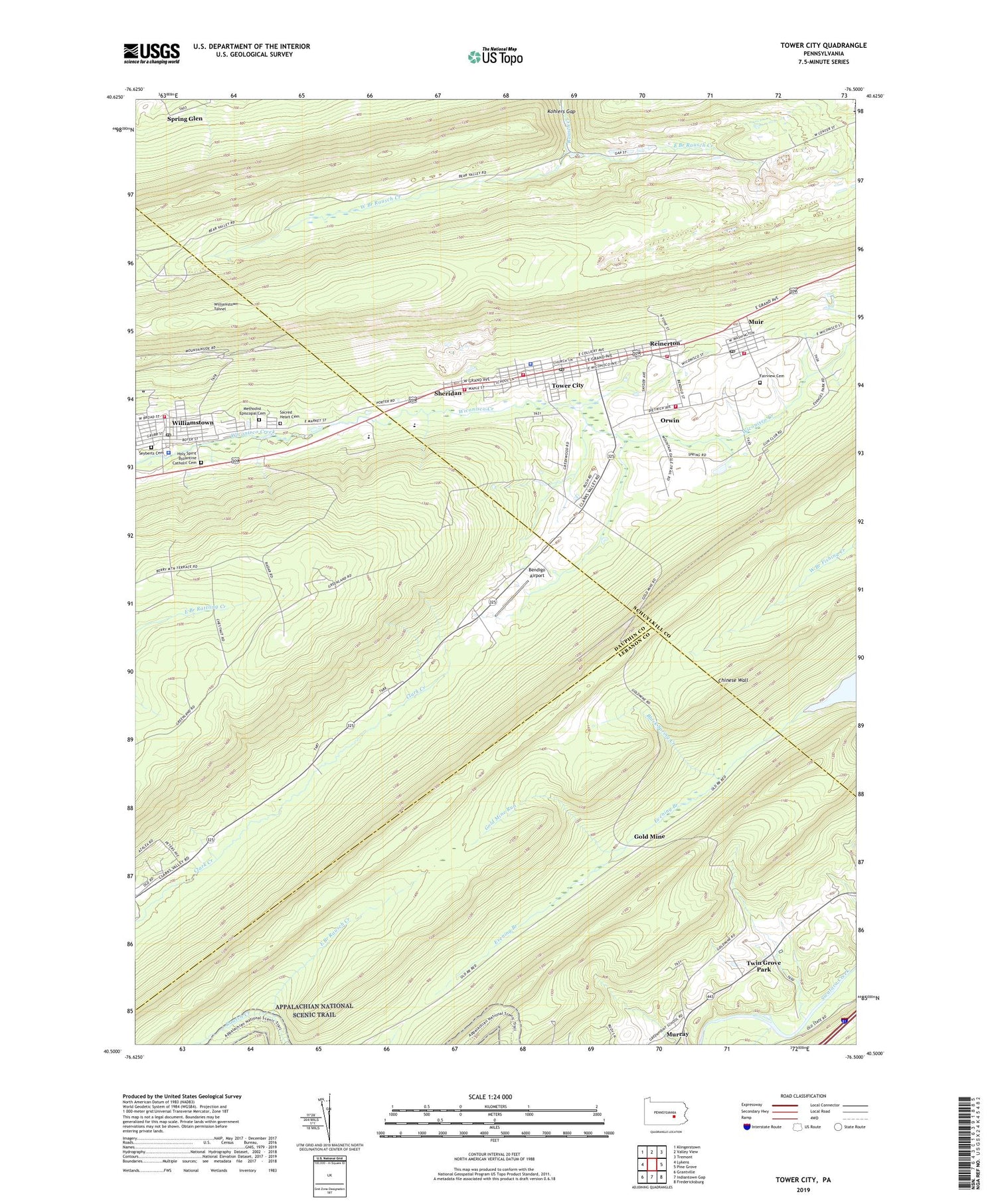 Tower City Pennsylvania US Topo Map Image