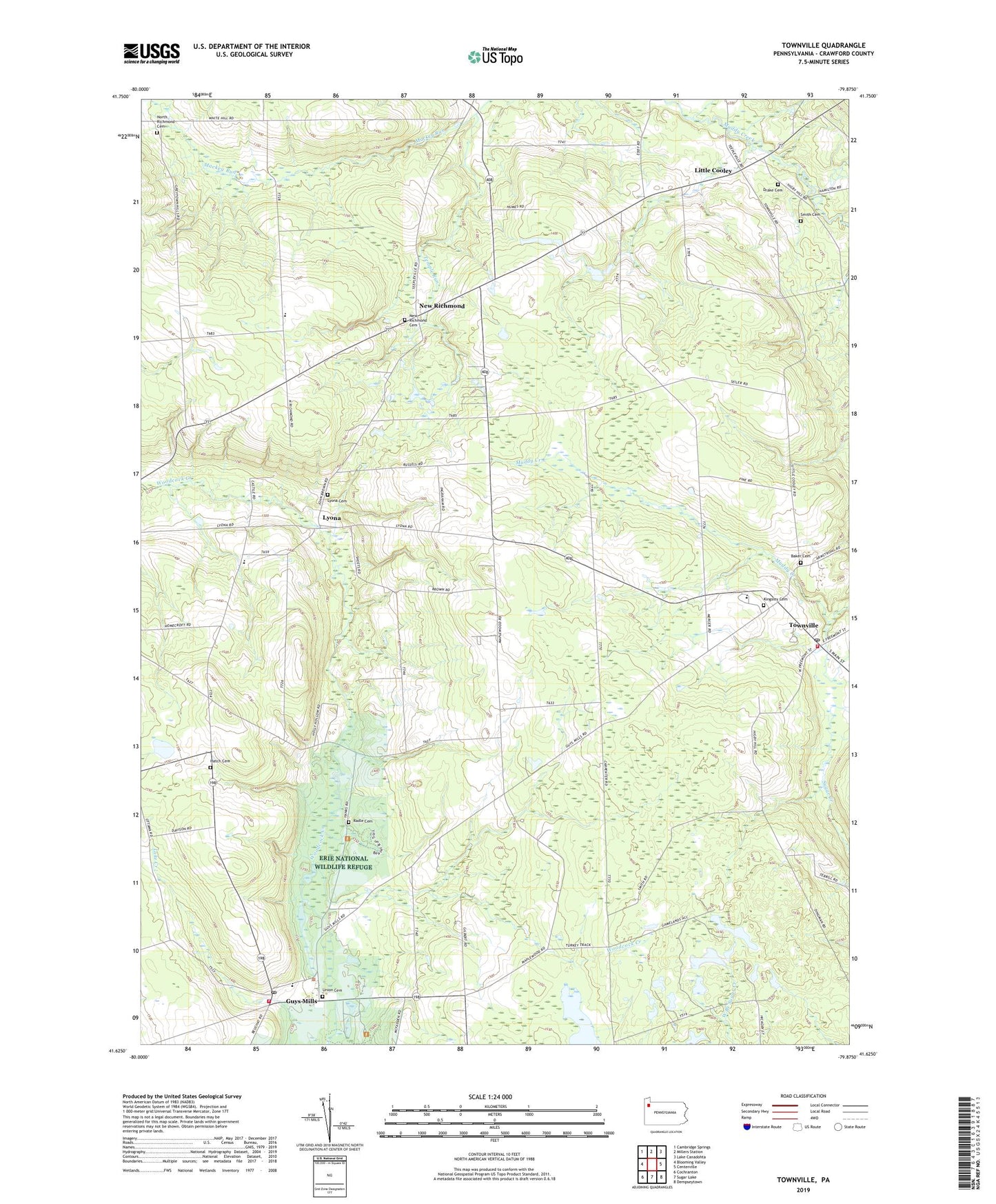 Townville Pennsylvania US Topo Map Image