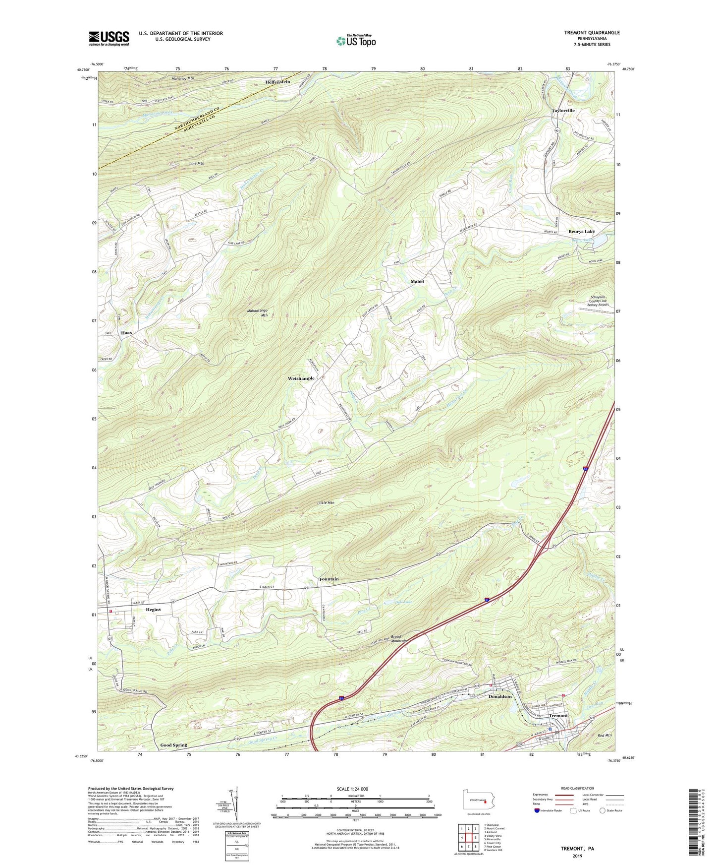 Tremont Pennsylvania US Topo Map Image