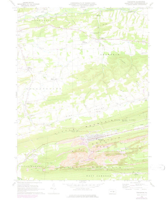 Classic USGS Trevorton Pennsylvania 7.5'x7.5' Topo Map Image