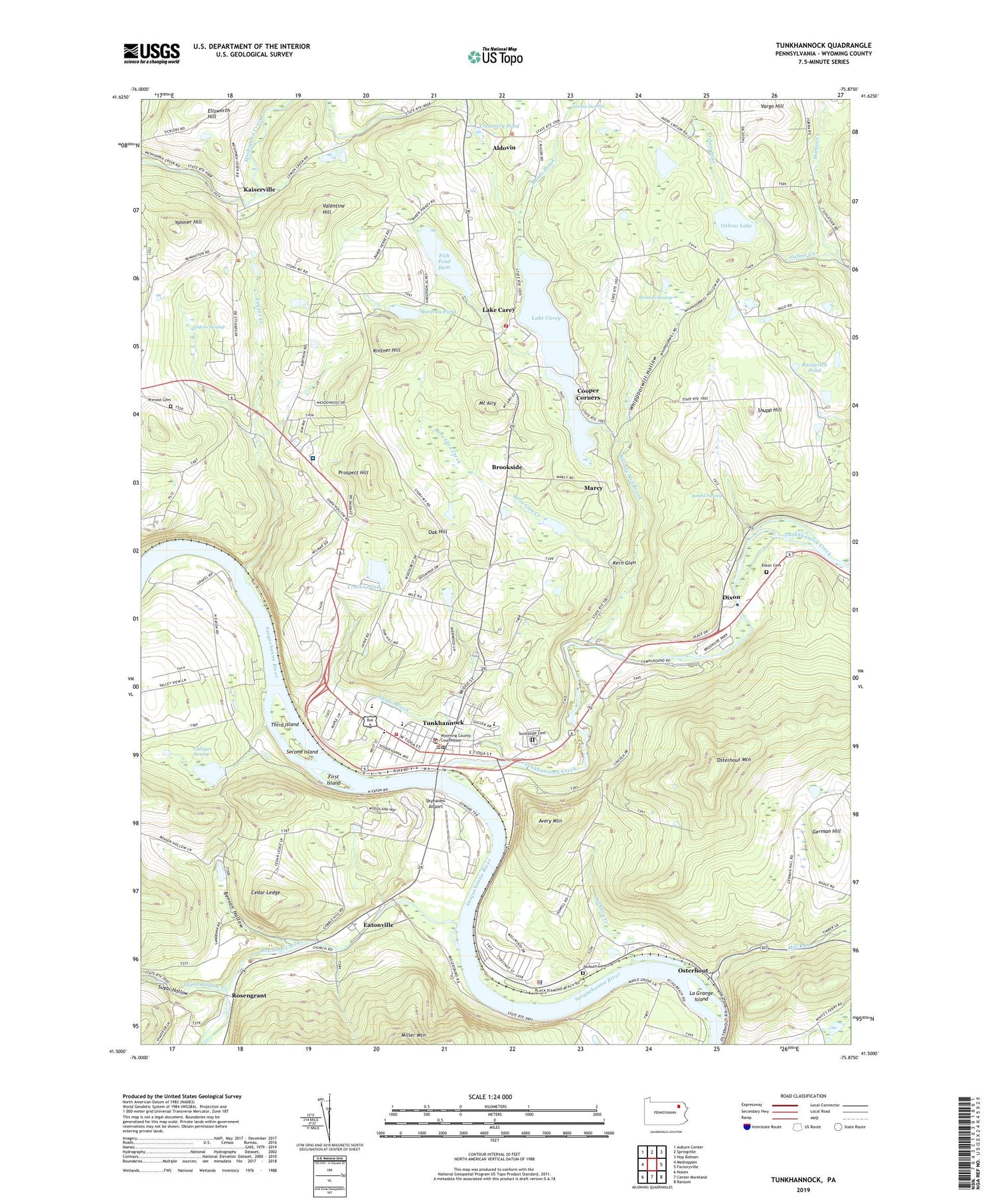 Tunkhannock Pennsylvania US Topo Map Image
