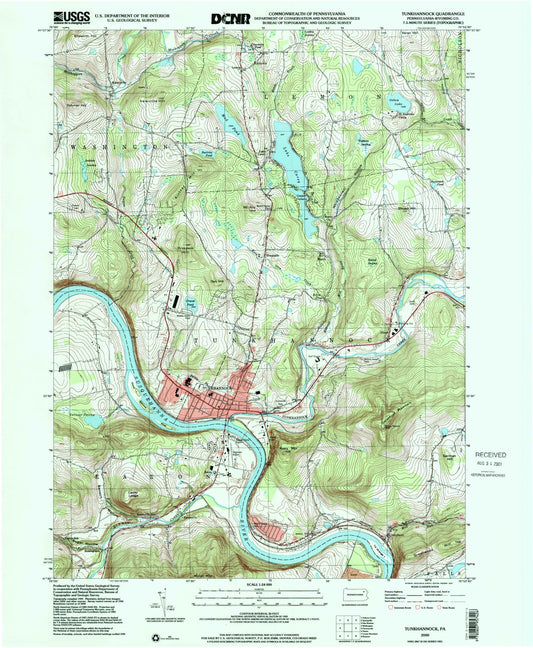 Classic USGS Tunkhannock Pennsylvania 7.5'x7.5' Topo Map Image