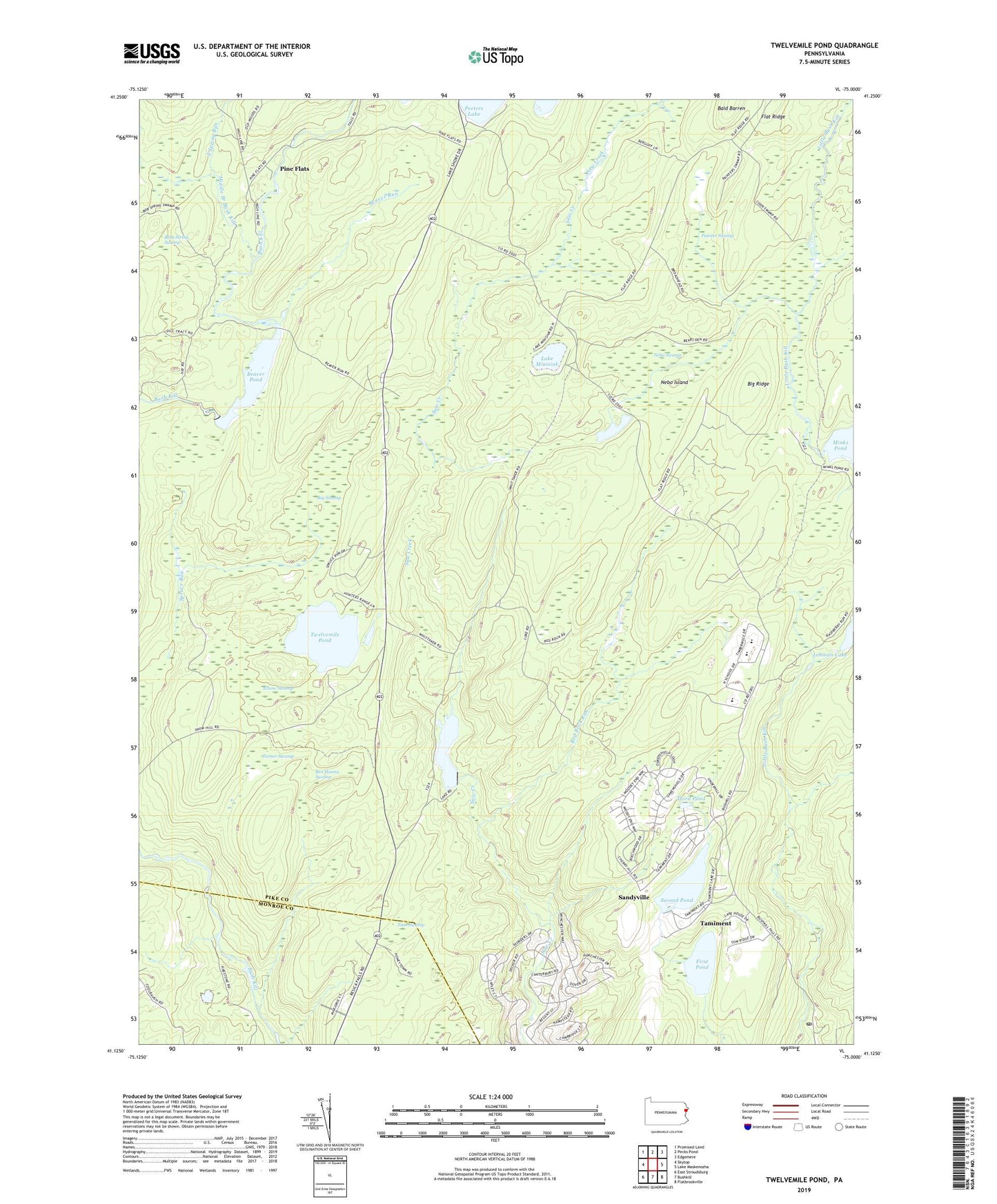 Twelvemile Pond Pennsylvania US Topo Map Image
