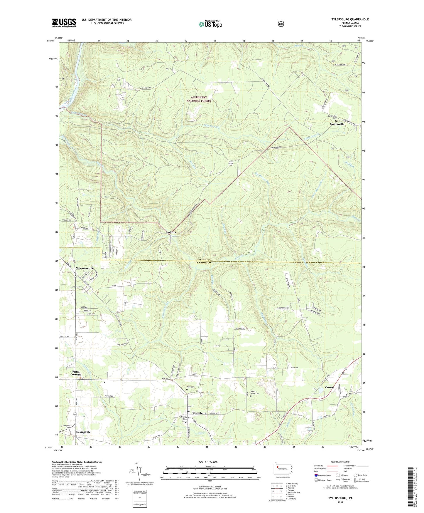 Tylersburg Pennsylvania US Topo Map Image