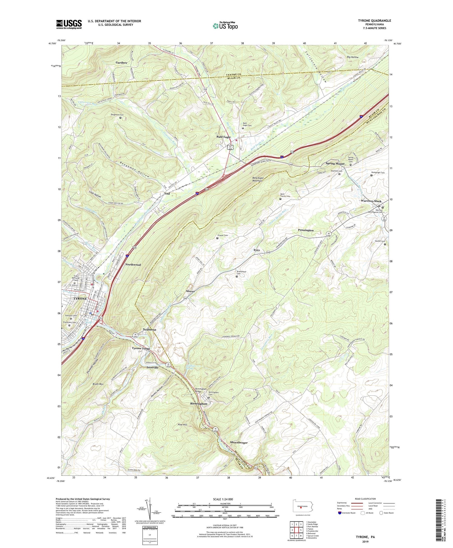 Tyrone Pennsylvania US Topo Map Image