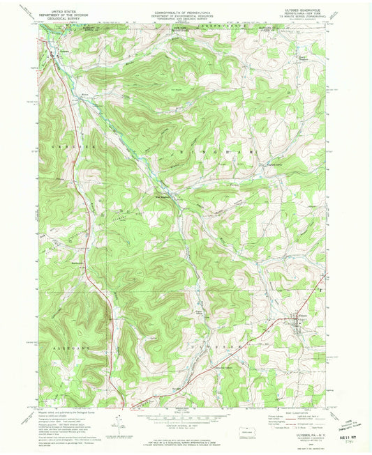 Classic USGS Ulysses Pennsylvania 7.5'x7.5' Topo Map Image