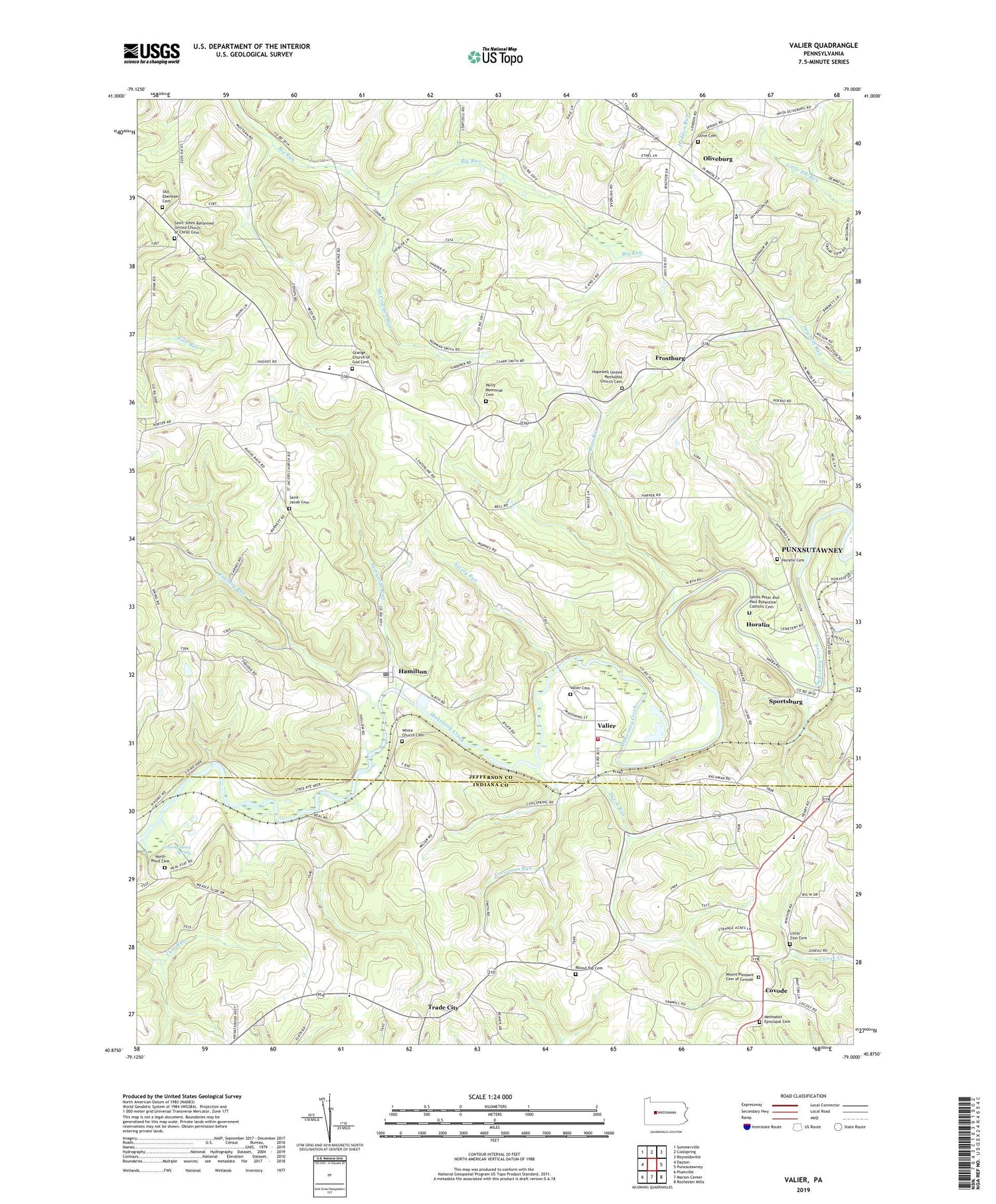 Valier Pennsylvania US Topo Map Image