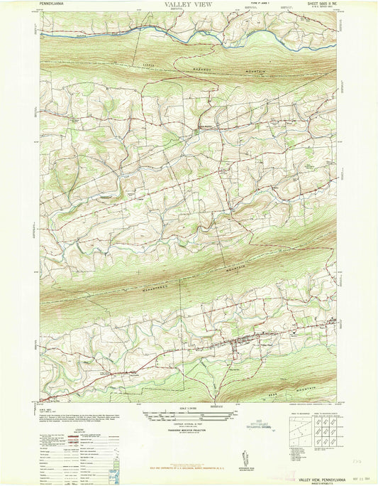 Classic USGS Valley View Pennsylvania 7.5'x7.5' Topo Map Image