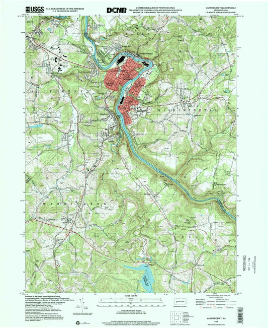 Classic USGS Vandergrift Pennsylvania 7.5'x7.5' Topo Map Image