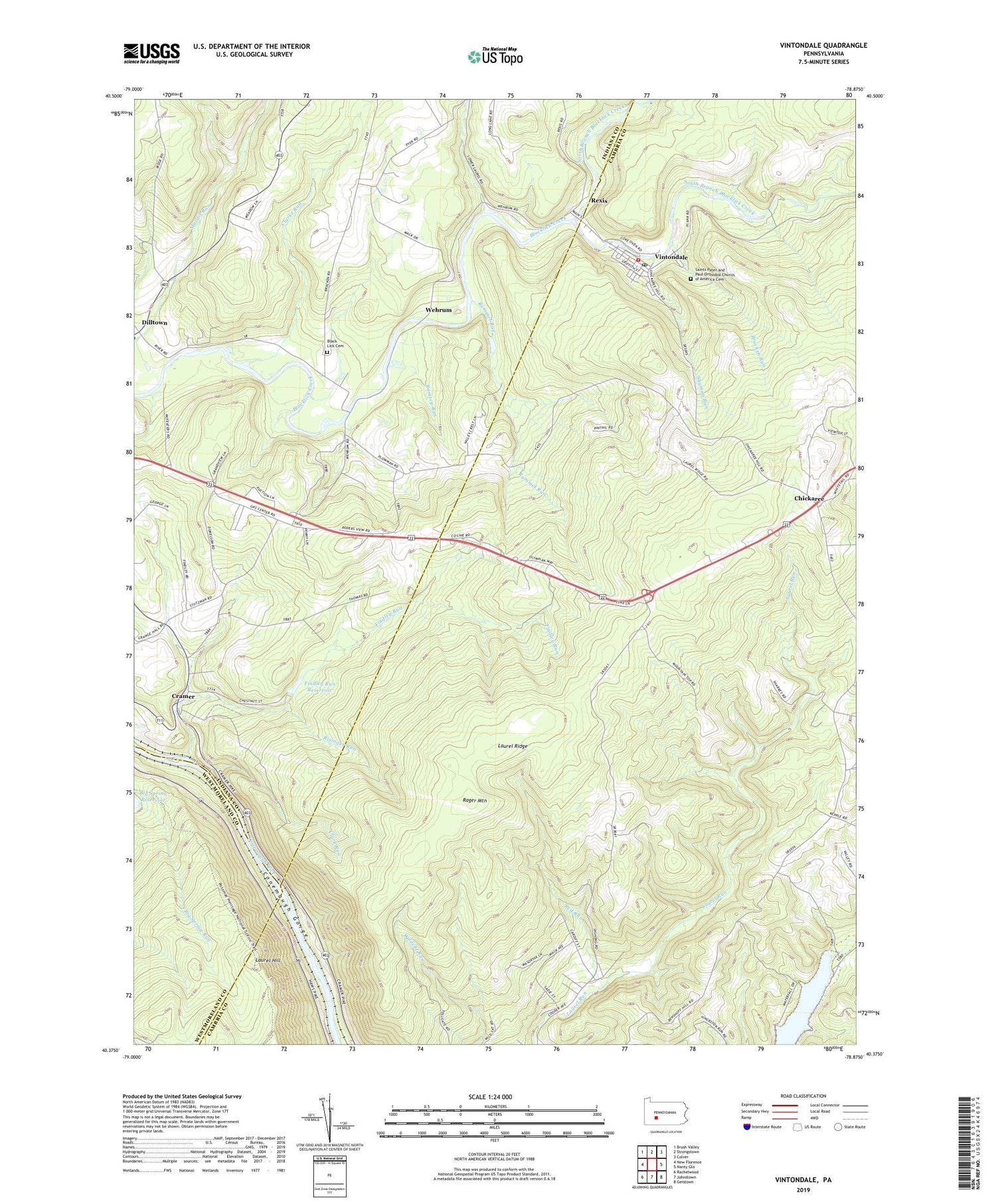 Vintondale Pennsylvania US Topo Map Image