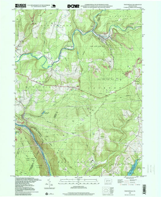 Classic USGS Vintondale Pennsylvania 7.5'x7.5' Topo Map Image