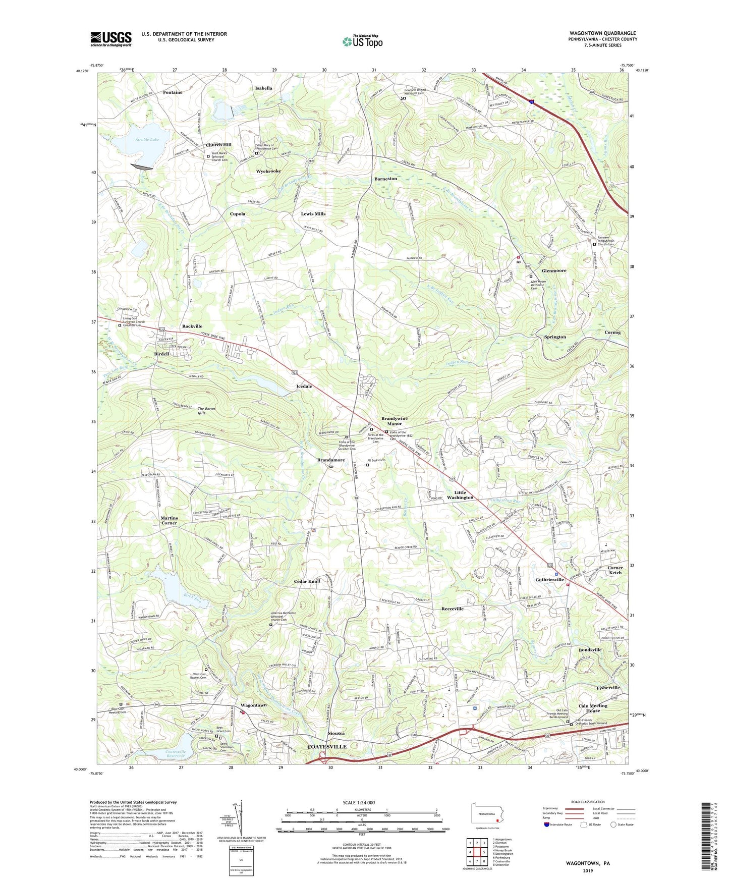 Wagontown Pennsylvania US Topo Map Image