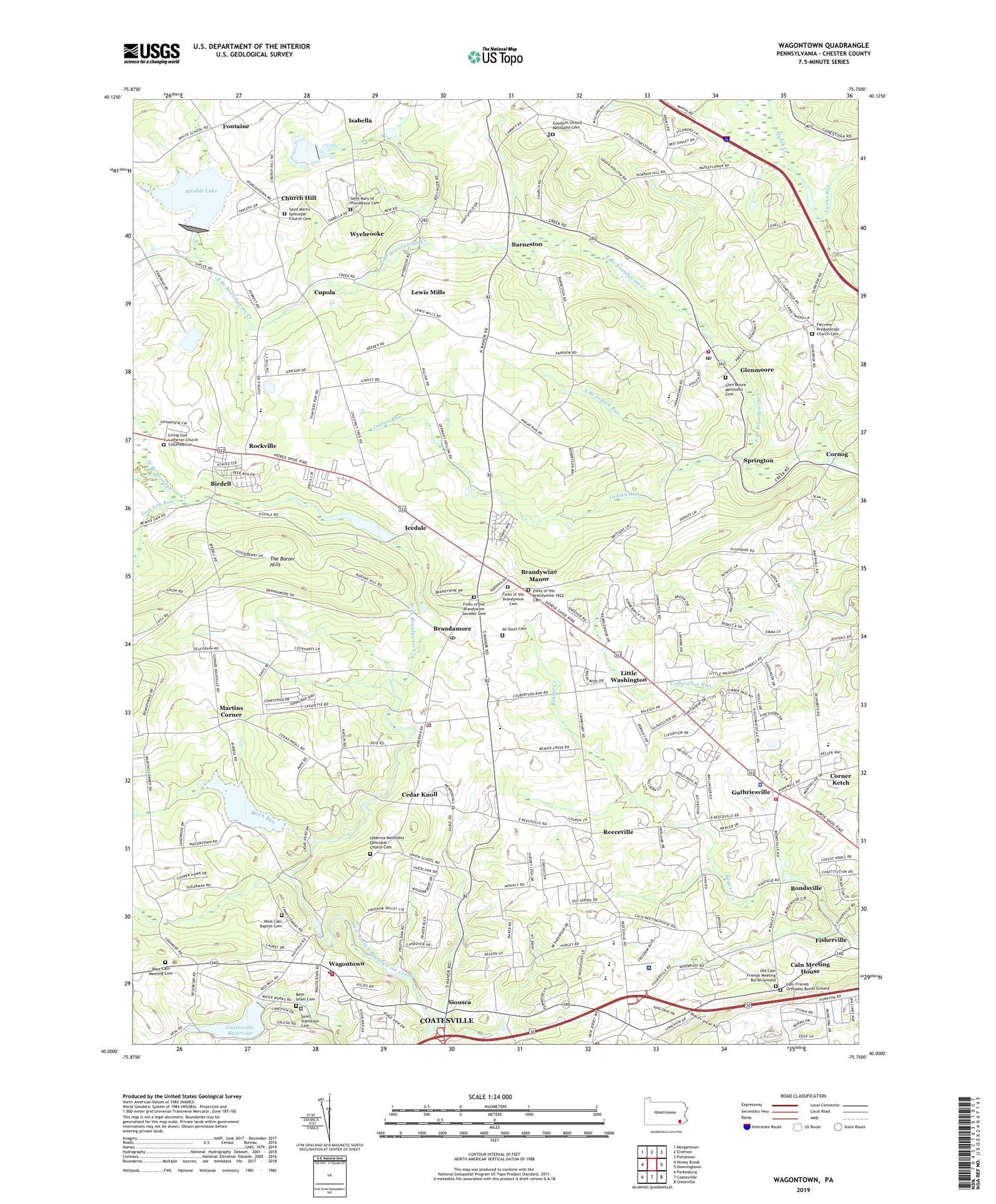 Wagontown Pennsylvania US Topo Map Image