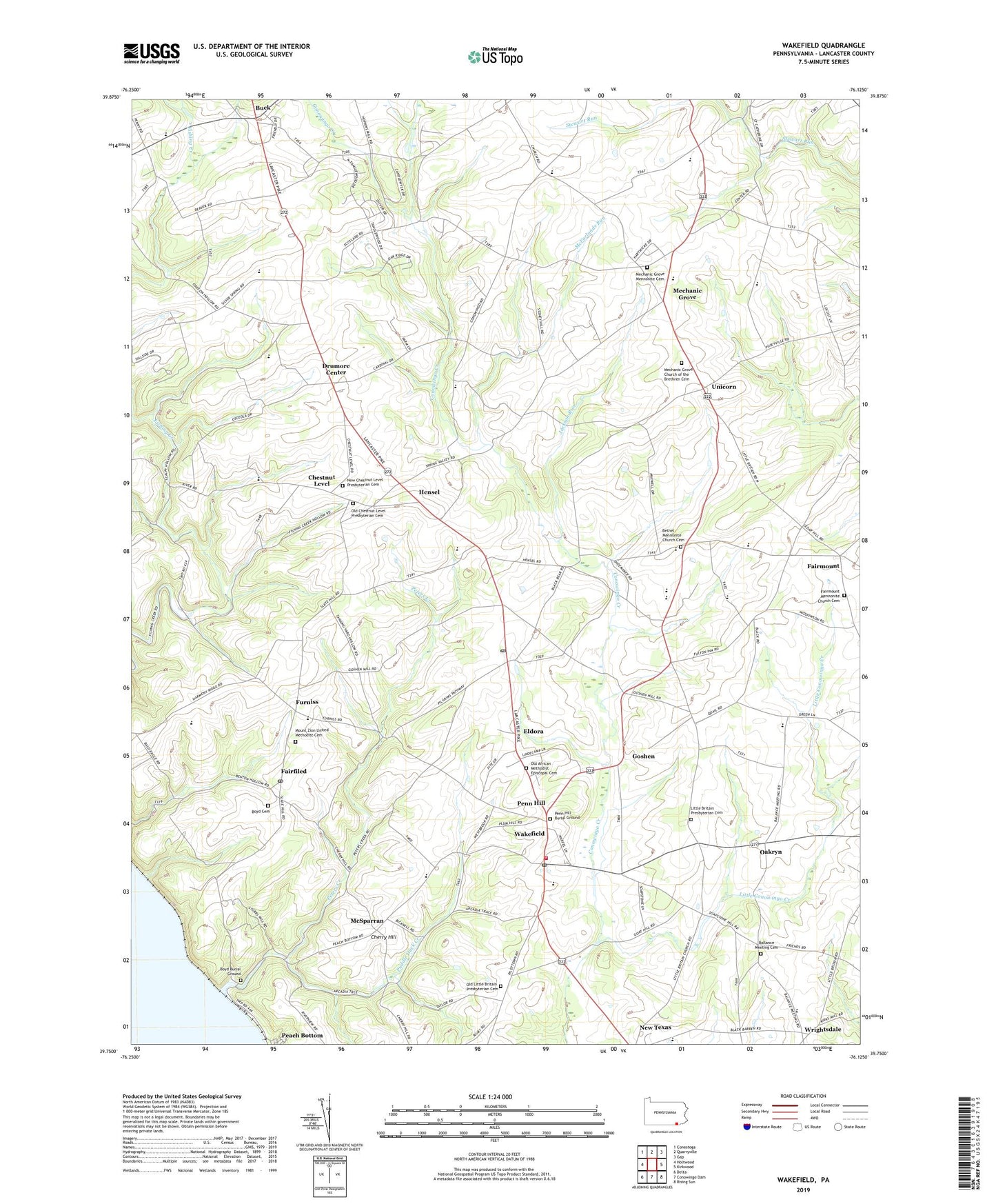 Wakefield Pennsylvania US Topo Map Image