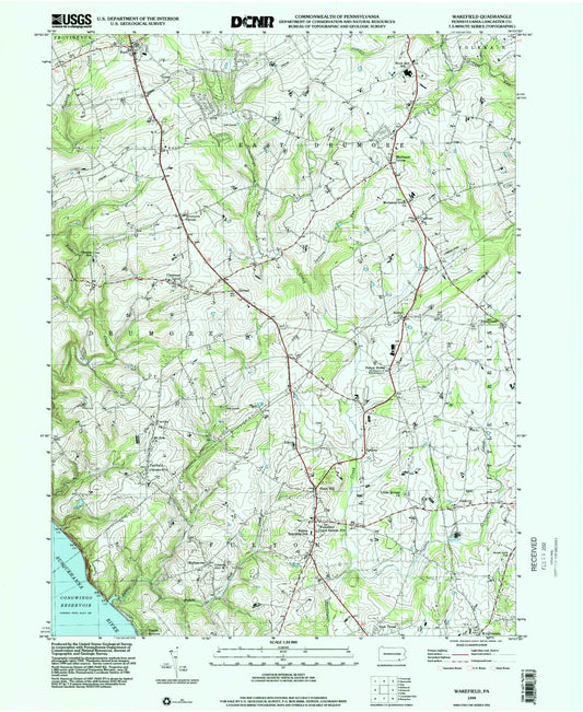 Classic USGS Wakefield Pennsylvania 7.5'x7.5' Topo Map Image