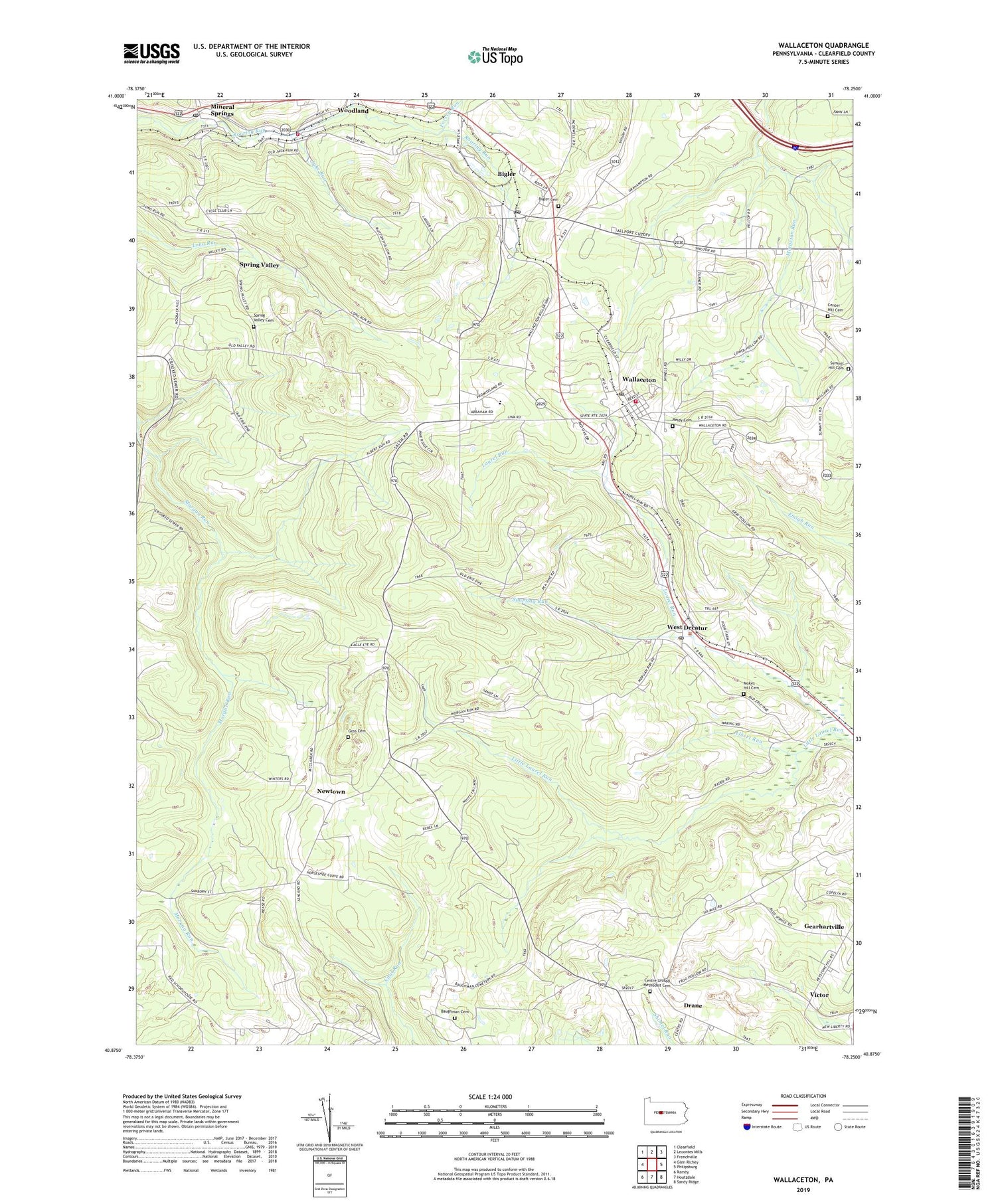 Wallaceton Pennsylvania US Topo Map Image