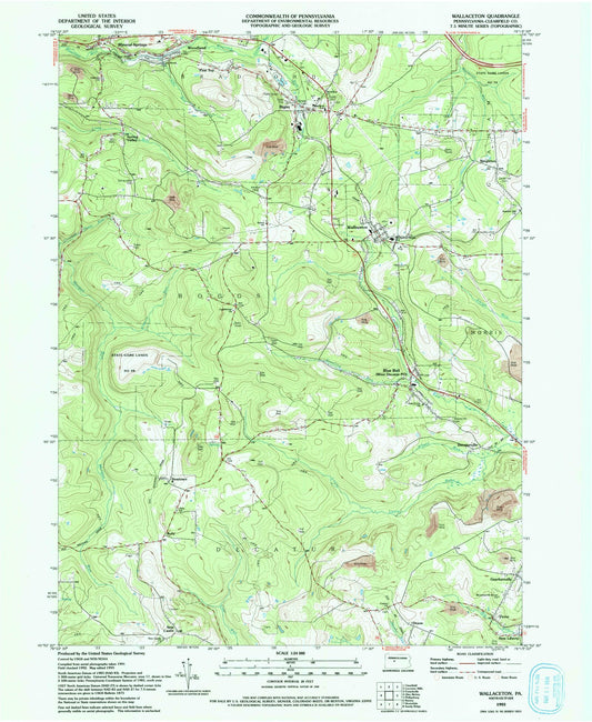 Classic USGS Wallaceton Pennsylvania 7.5'x7.5' Topo Map Image
