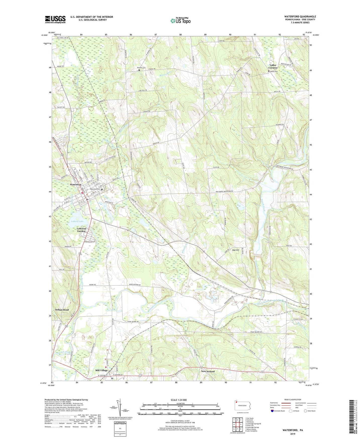 Waterford Pennsylvania US Topo Map Image