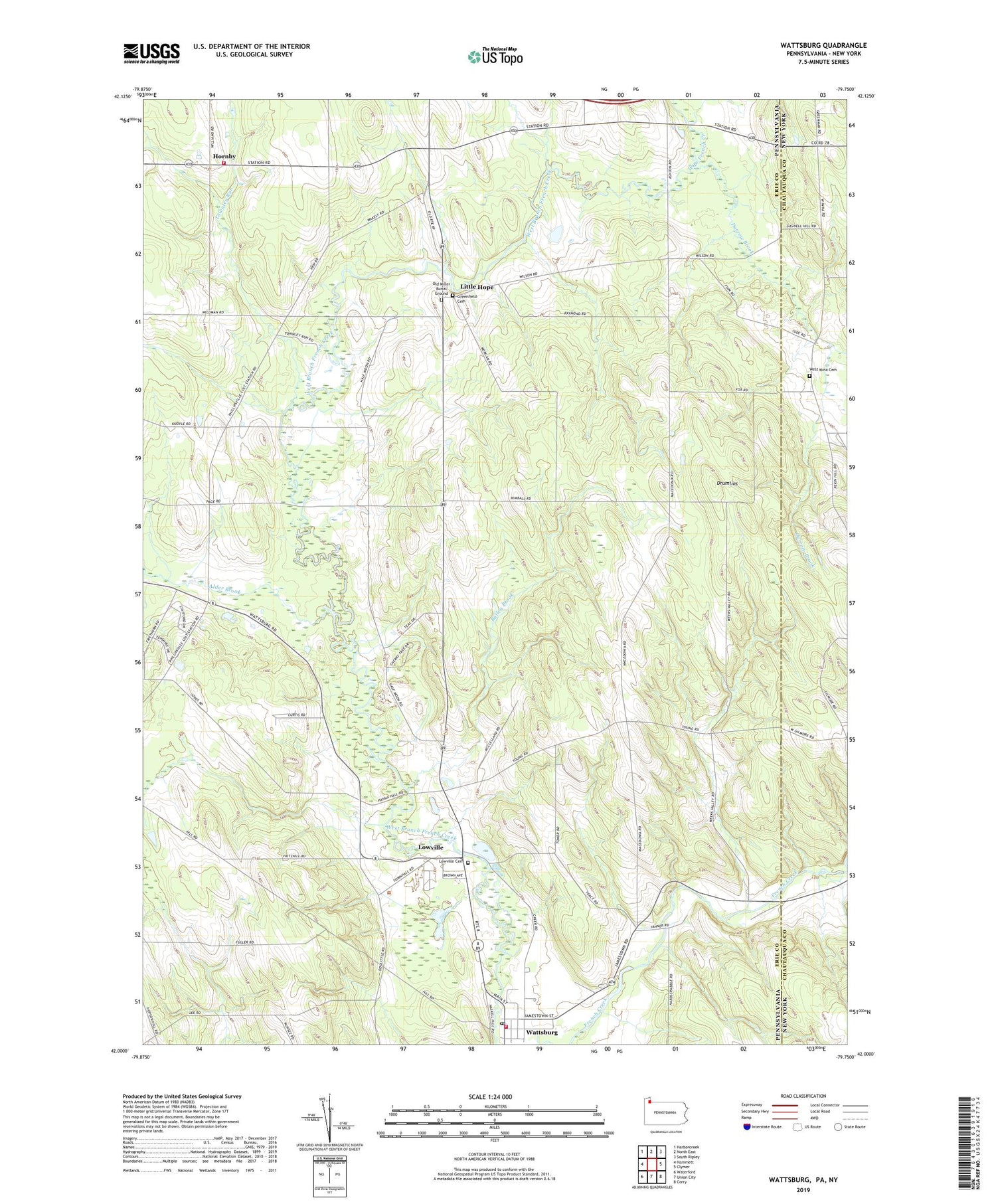 Wattsburg Pennsylvania US Topo Map Image