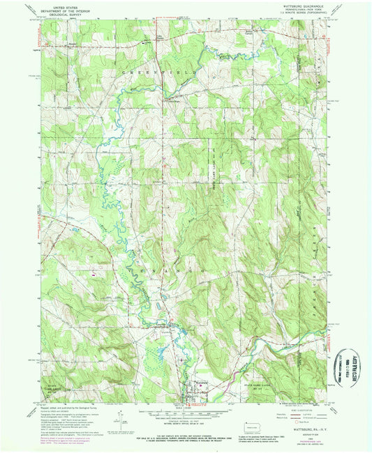 Classic USGS Wattsburg Pennsylvania 7.5'x7.5' Topo Map Image