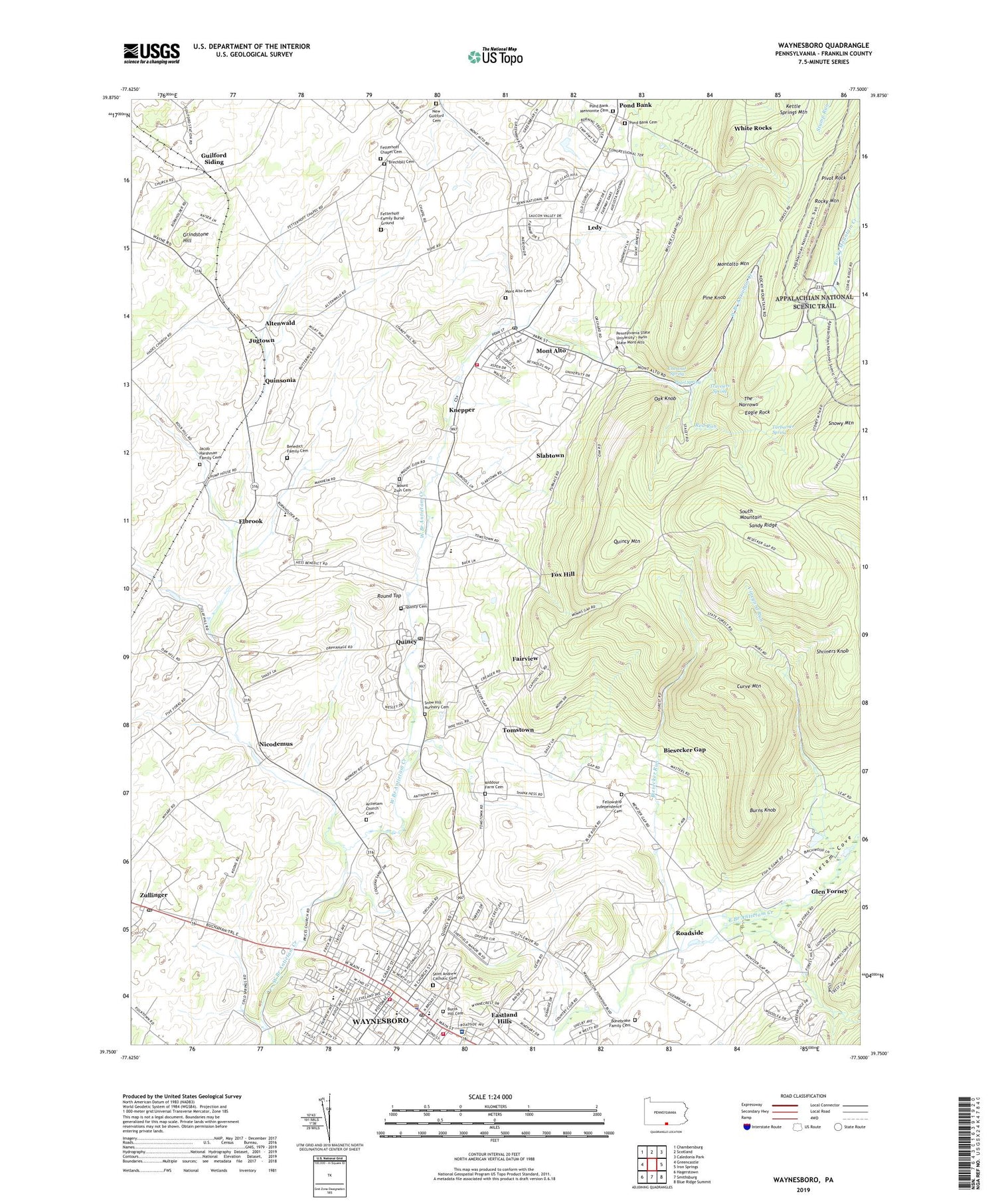 Waynesboro Pennsylvania US Topo Map Image