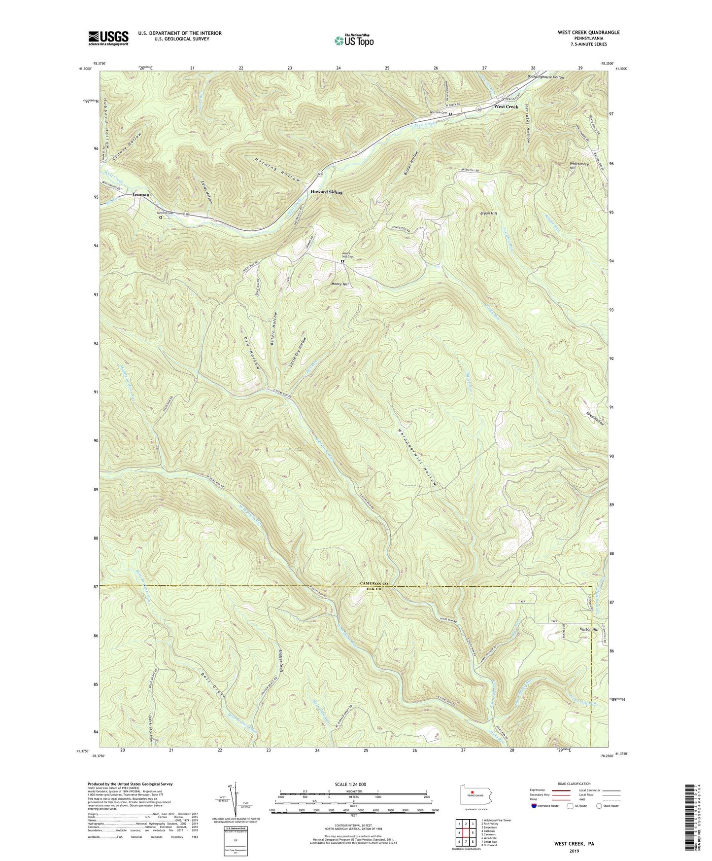West Creek Pennsylvania US Topo Map Image