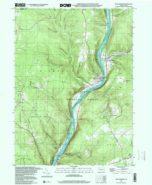 Classic USGS West Hickory Pennsylvania 7.5'x7.5' Topo Map Image