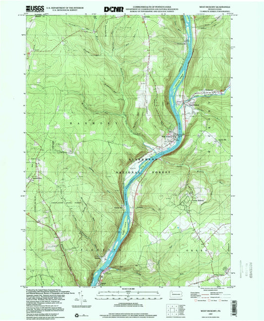 Classic USGS West Hickory Pennsylvania 7.5'x7.5' Topo Map Image