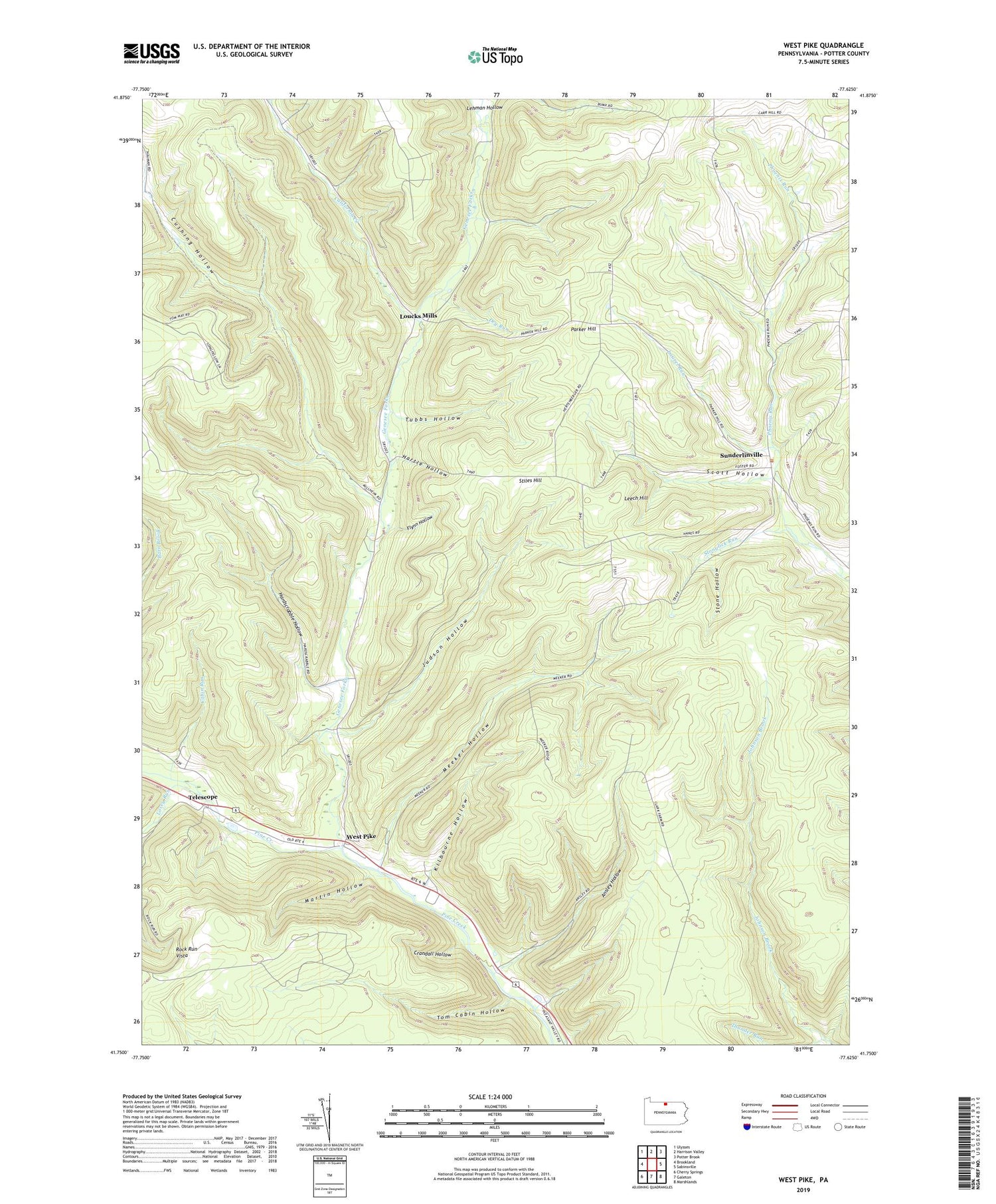 West Pike Pennsylvania US Topo Map Image