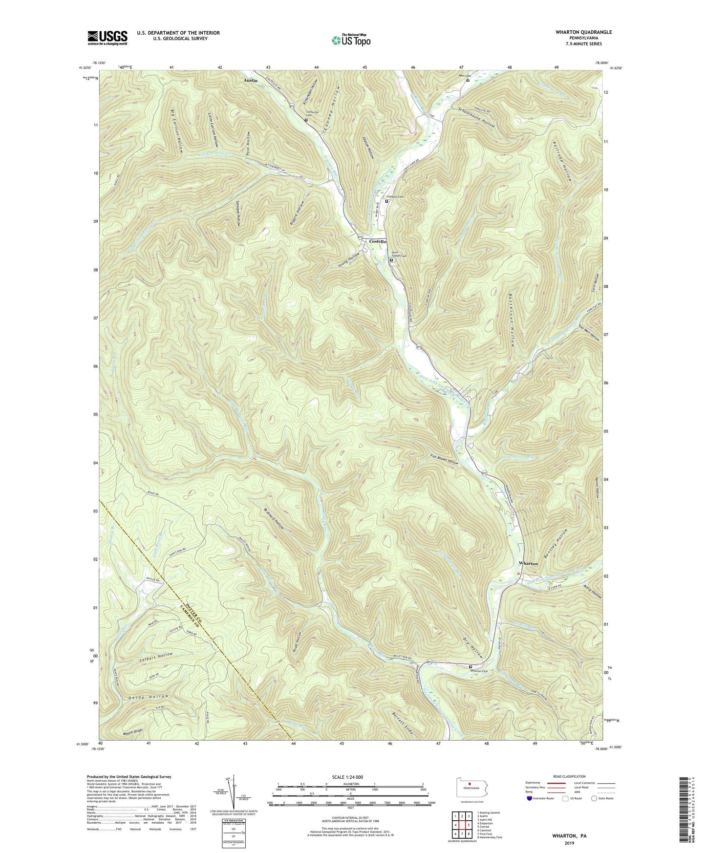 Wharton Pennsylvania US Topo Map Image
