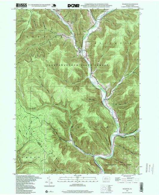 Classic USGS Wharton Pennsylvania 7.5'x7.5' Topo Map Image