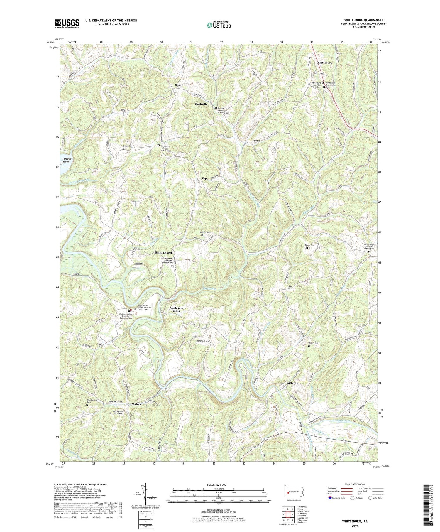 Whitesburg Pennsylvania US Topo Map Image
