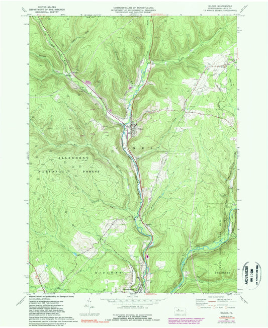 Classic USGS Wilcox Pennsylvania 7.5'x7.5' Topo Map Image