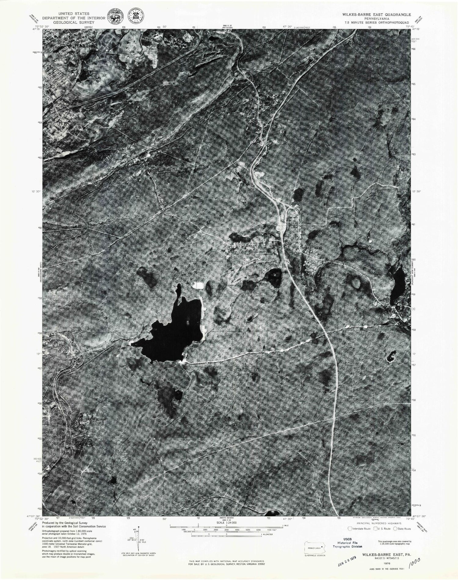 Classic USGS Wilkes-Barre East Pennsylvania 7.5'x7.5' Topo Map Image