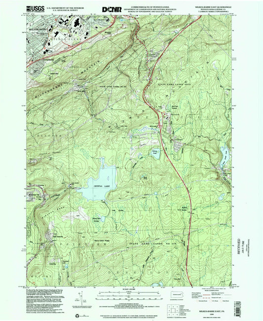 Classic USGS Wilkes-Barre East Pennsylvania 7.5'x7.5' Topo Map Image