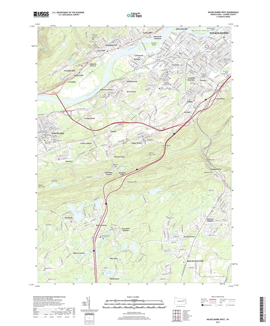 Wilkes-Barre West Pennsylvania US Topo Map Image