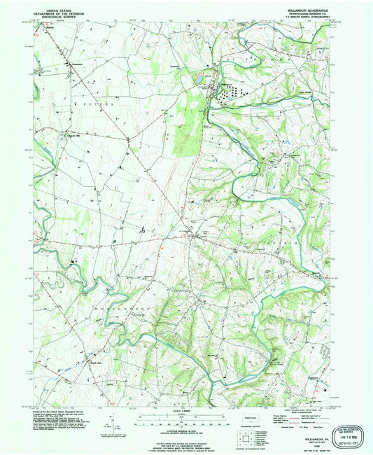 Classic USGS Williamson Pennsylvania 7.5'x7.5' Topo Map Image