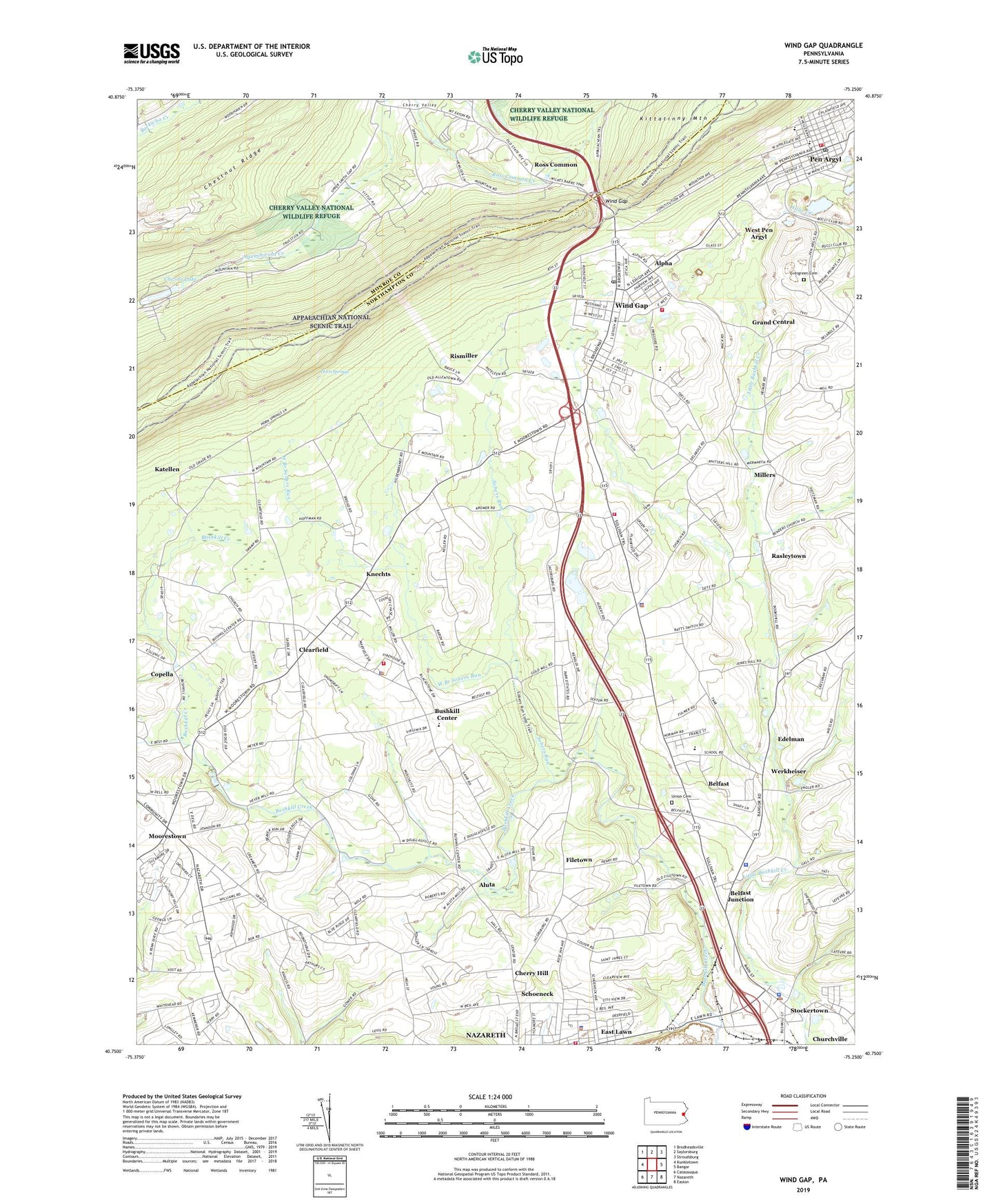 Wind Gap Pennsylvania US Topo Map Image