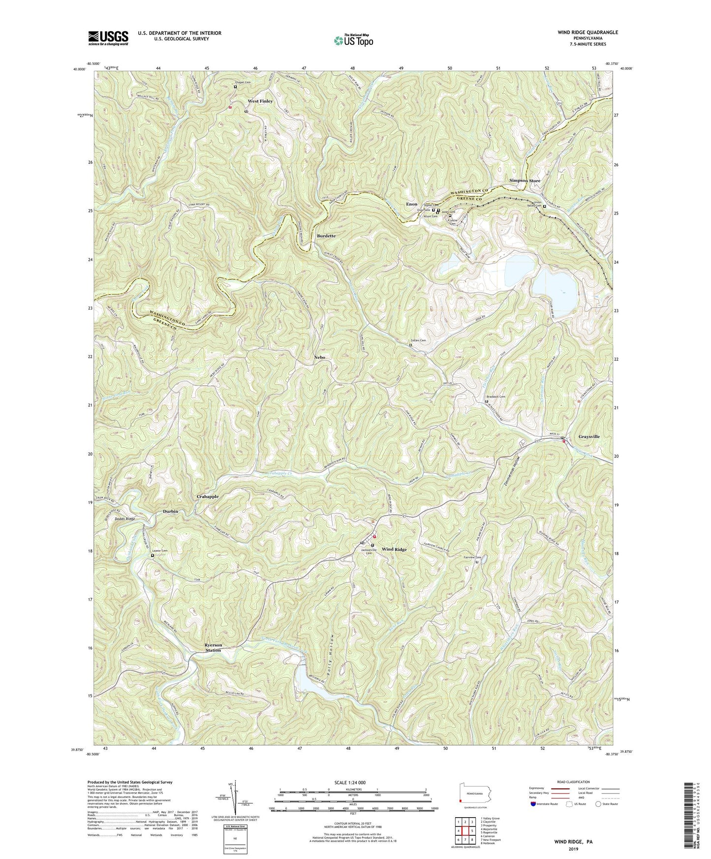 Wind Ridge Pennsylvania US Topo Map Image
