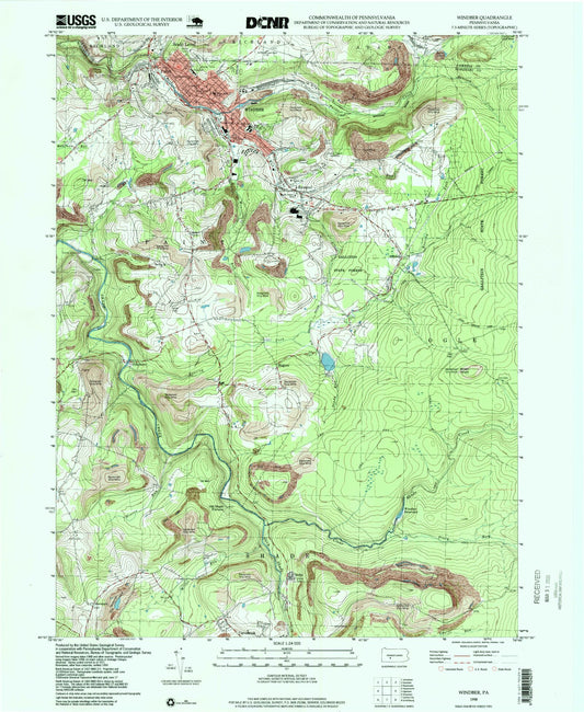 Classic USGS Windber Pennsylvania 7.5'x7.5' Topo Map Image