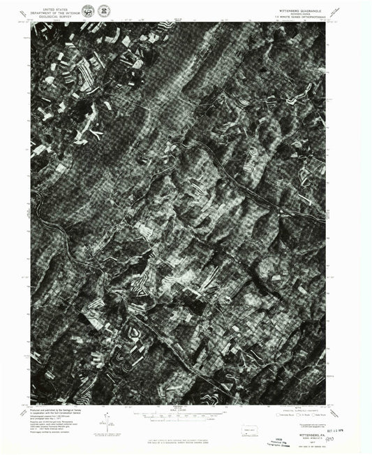 Classic USGS Wittenberg Pennsylvania 7.5'x7.5' Topo Map Image