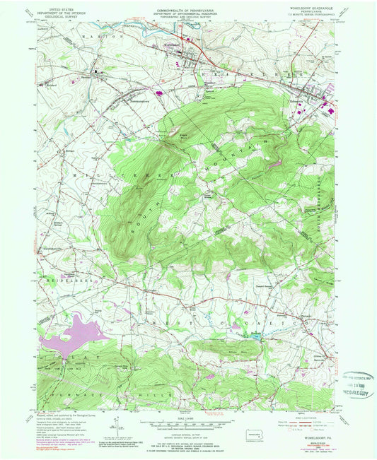 Classic USGS Womelsdorf Pennsylvania 7.5'x7.5' Topo Map Image