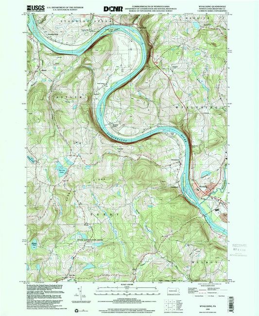 Classic USGS Wyalusing Pennsylvania 7.5'x7.5' Topo Map Image