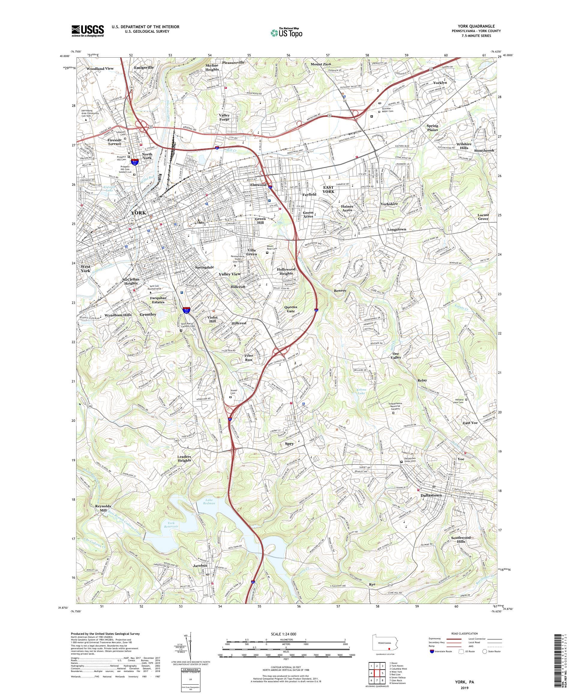 State of Pennsylvania Maps MyTopo - PA York 20190905 TM Geo 